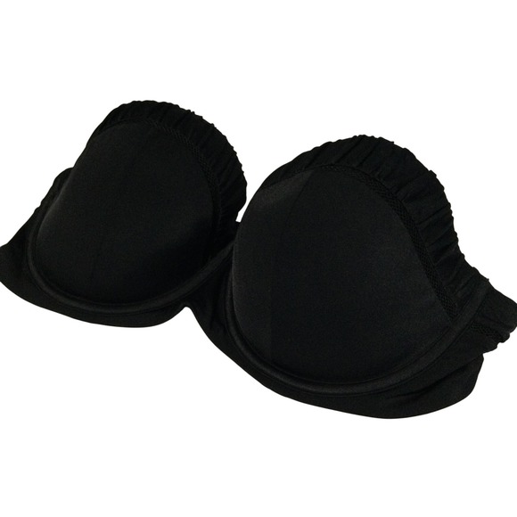Victoria's Secret Black Strapless Bra Ruffle Trim 38D Lingerie - Picture 1 of 8